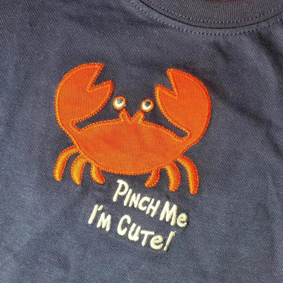 Gymboree Crab "Pinch Me I'm Cute" Blue and Red One Piece Bodysuit Size 12-18m - Picture 10 of 11